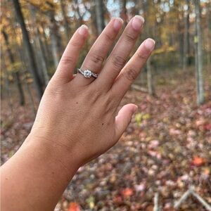 Silver Band ring with CZ stones size 7!